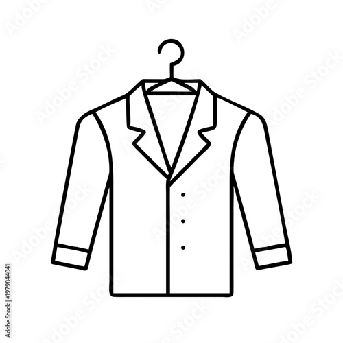 Vector icon of a formal blazer jacket hanging on a clothes hanger