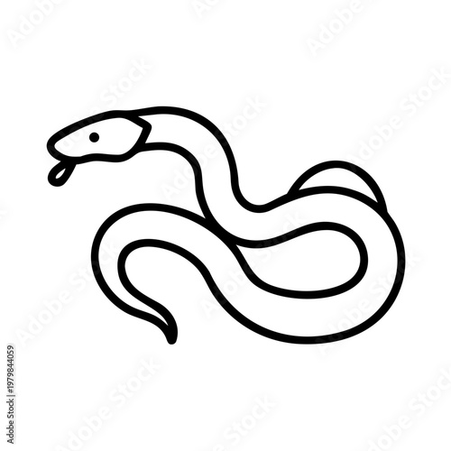 Simple line art illustration of a snake with its tongue out