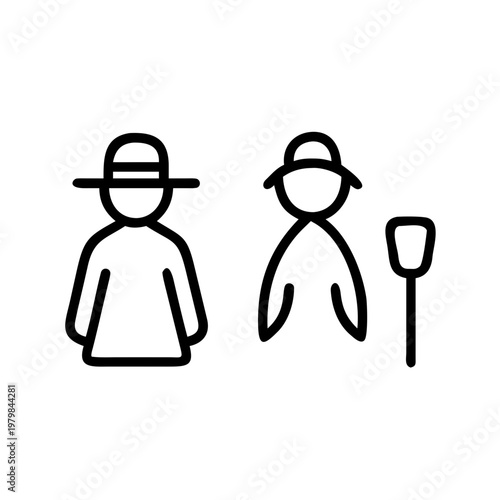 Farmer and gardener icon set, simple style