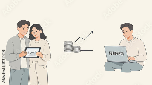 People managing finances with devices