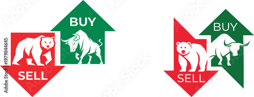 Bull and bear with rising graph symbolizing stock market growth and financial trading upswing representing bullish market trends.