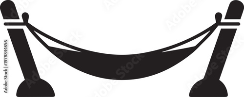Hammock Silhouette suspended between posts for outdoor relaxation icon