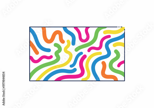 Vibrant Doodle-Style Rabbit Illustration with Abstract Wavy Lines and Colorful Swirls
