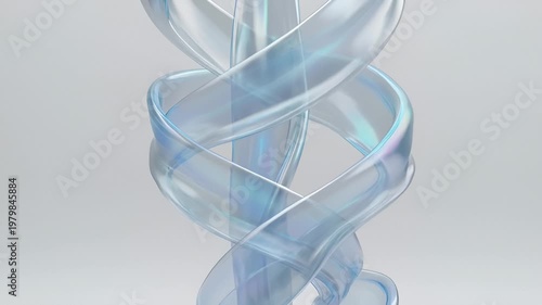 Abstract Iridescent Ribbon Twisting and Rotating in Slow Motion