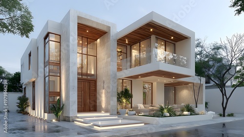 Architectural concept house plan, minimal design, elegant style