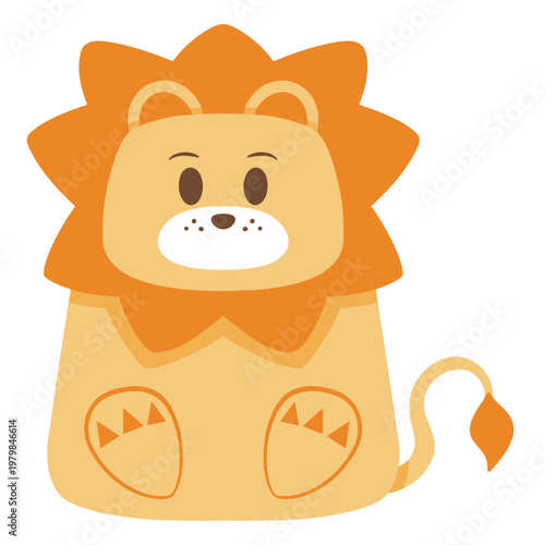 Cute Baby Lion Character with Orange Mane Vector Illustration