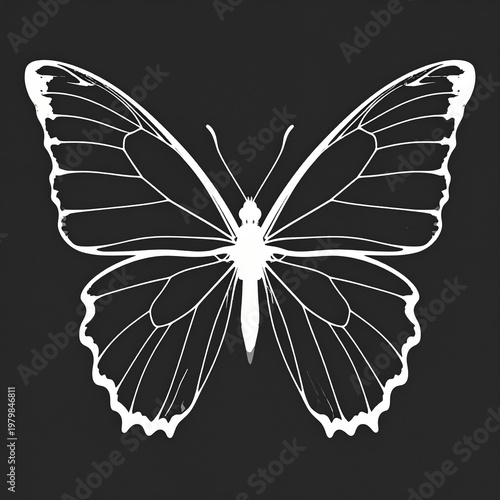 elegant white butterfly line art on black background minimalist design
