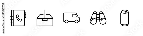 Minimalist contact us and support outline icon set