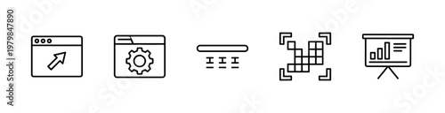 SEO and digital marketing line icon set