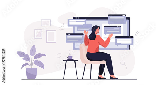 Agent customer service representative sitting at a desk with computer screens