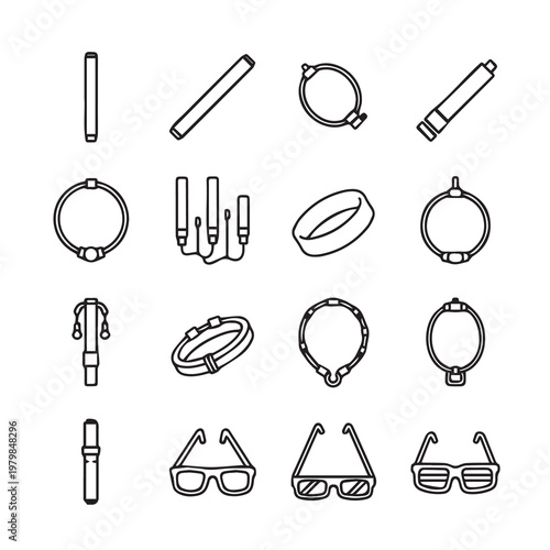 Jewelry and Eyewear Accessories Collection Line Art IconsMinimalist Design