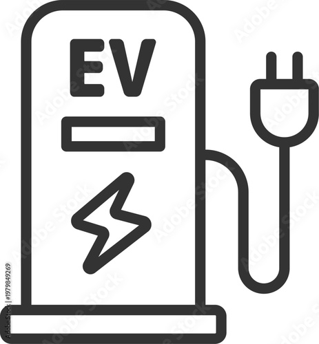 EV充電スタンドのアイコン（線画）のイラスト