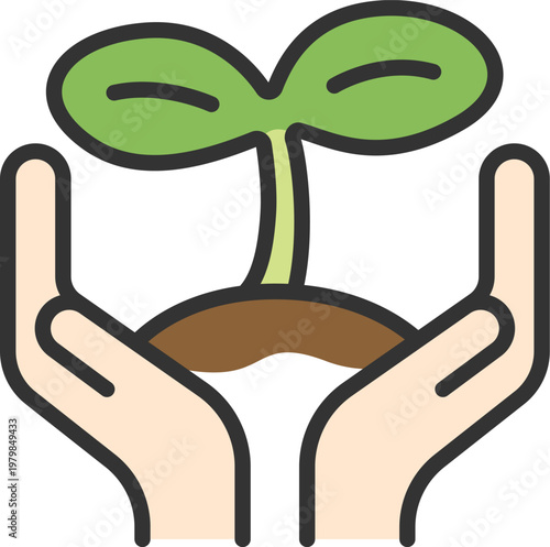 環境保全・保護のアイコン（線画カラー）のイラスト