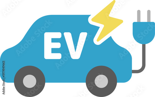 EV自動車のアイコンのイラスト