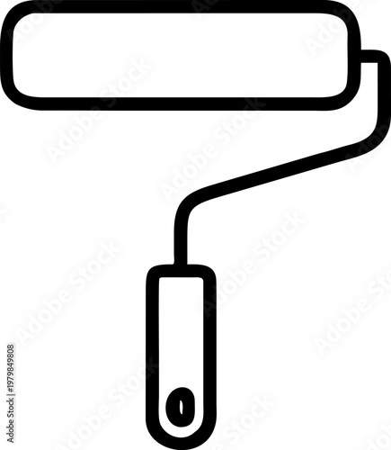 Paint roller outline vector icon symbolizing renovation, wall coating and design.