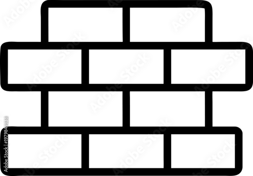 Brick wall outline vector icon symbolizing building, strength and construction structure.