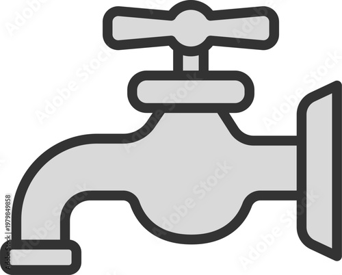 蛇口から出る、水のアイコン（線画カラー）のイラスト