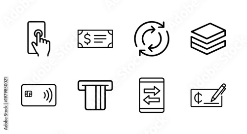 Minimalist finance and banking glyph icon set for business applications
