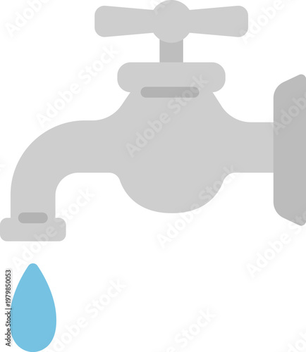 蛇口から出る、水のアイコンのイラスト