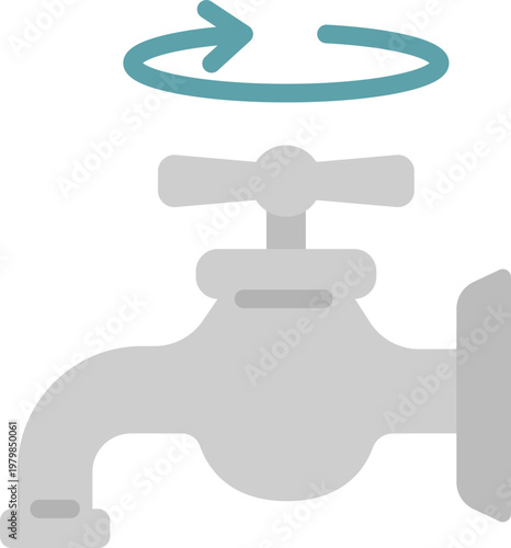 蛇口を締める、節水のアイコンのイラスト