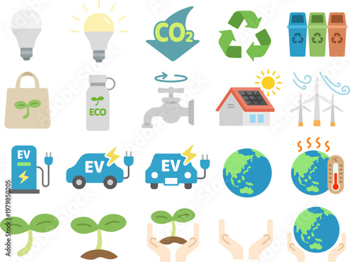 エコ・環境保護・SDGsのアイコンのイラストセット