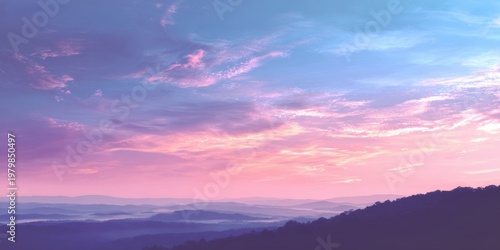 Serene Sunset Over Lush Rolling Hills Under Soft Pastel Sky