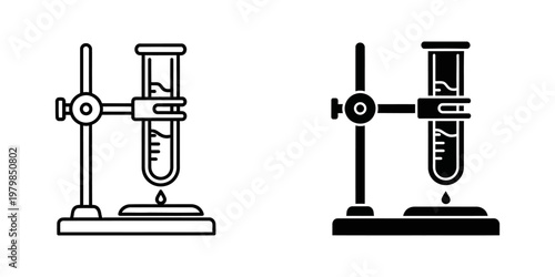 laboratory clamp and burette setup vector illustration in flat design