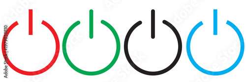 black, and green power icon , set collections power button icon On Off symbol. Power switch button sign. start and stop button template design , white background ,EPS10 