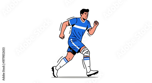Illustration of an Athlete Running with Knee Bandage