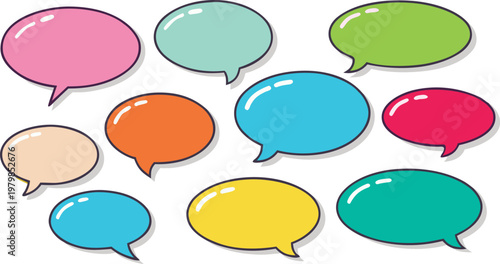 Colorful speech bubble vector set.