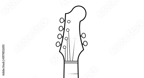 Electric Guitar Headstock Outline, Musical Instrument Detail, Rock Music Symbol