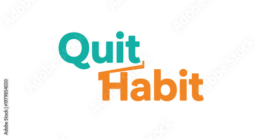 Quit habit logo on white background symbol and text in teal and orange colors