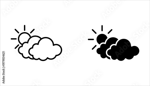 Cloud sun icon vector isolated on white background. Simple icon set.