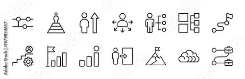 Minimalist career tracking and business professional icon set