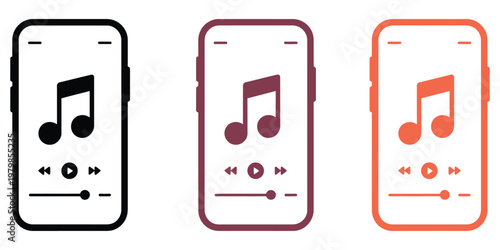 Enjoy, music on the go with colorful smartphone apps, perfect for streaming favorite tunes, creating vibrant playlists, mobile music experience, audio entertainment, digital media, flat vector 