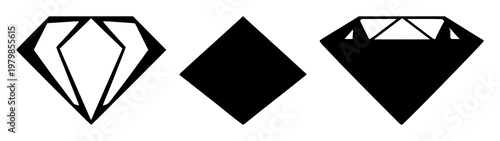 Wealth management set with a solid black diamond icon featuring financial planning, investment, savings with secure and currency graphics