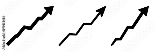 Interest rate percentage arrow set with simple solid black icon on white background featuring financial, economic, graphic symbols with arrow and percentage sign