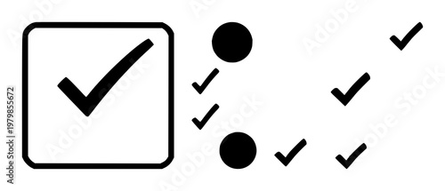 Audit report checklist set with a solid black icon and a white background featuring a document, magnifying glass, gears with a checkmark and a pen