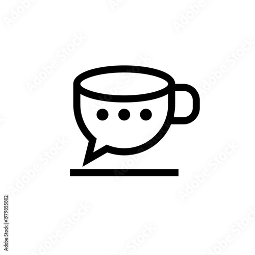 Coffee Cup Speech Bubble Icon for Communication and Conversation
