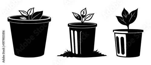 Compost bin icon set with solid black icon against white background featuring organic leaf symbol, waste management, ecological with sustainability and recycling