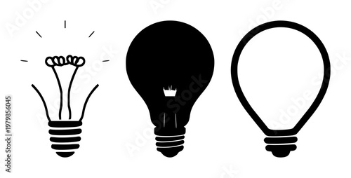 Idea Spark Icon set with solid black icon on white background featuring idea spark icon, single symbol, minimal design with concept and illustration