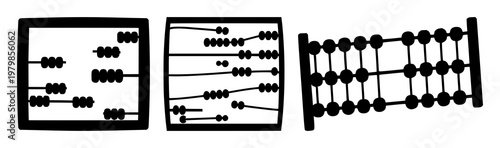 Abacus set with solid black icon design featuring counting, education, math with calculation and school