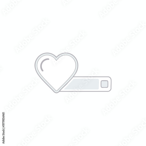 Close up of Heart Shaped USB Flash Drive on White Background