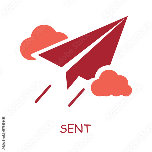 Paper airplane in clouds