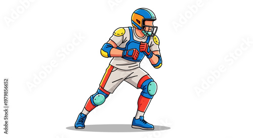 Illustration of American Football Player in Action Pose