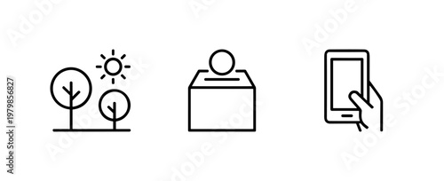 Public navigation and city service thin line icon set