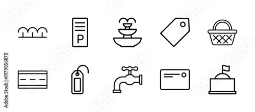 Minimalist public service and urban infrastructure line icon set