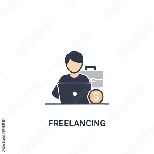 Modern Freelancing Concept with Laptop and Financial Elements