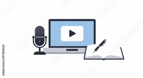 Laptop with video play button screen.