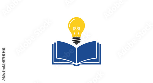 Light Bulb Over Open Book Icon.